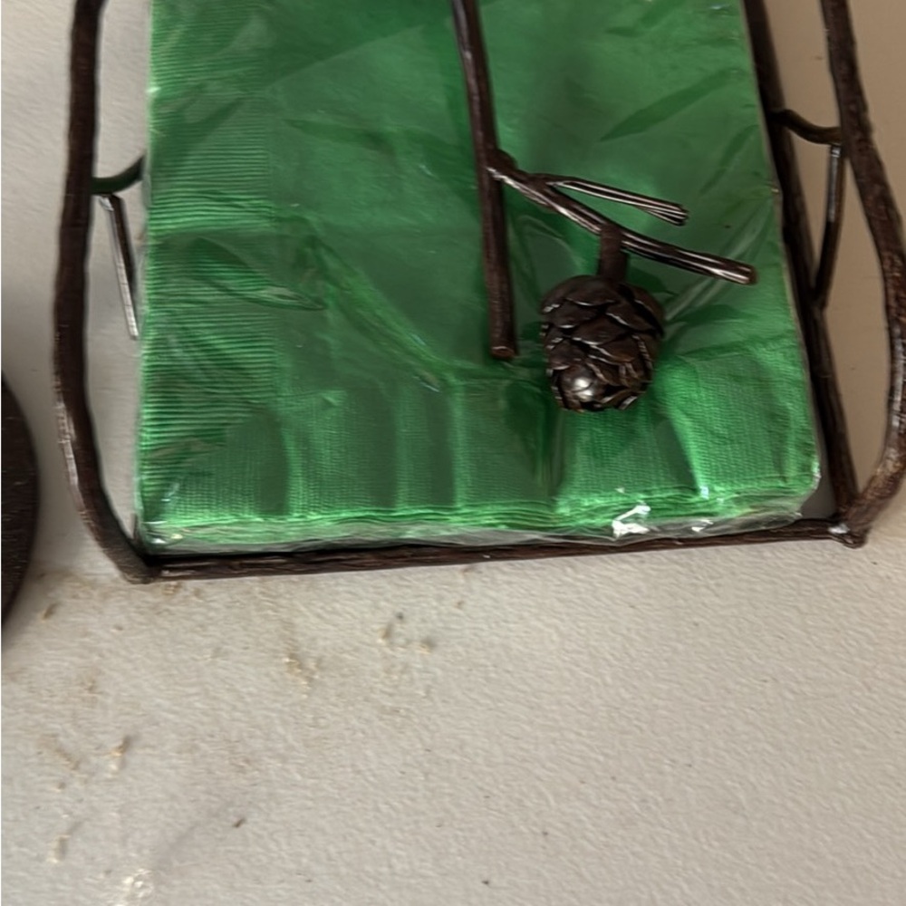 Napkin Holder with Pinecone Accent